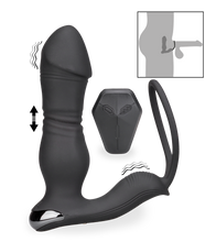 Laden Sie das Bild in den Galerie-Viewer, Vibrierender Analplug mit Stoßfunktion und Cockring Hera