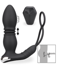 Laden Sie das Bild in den Galerie-Viewer, Vibrierender Analplug mit Stoßfunktion und Doppel-Cockring Paolo