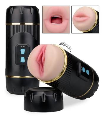 Vibrierender Masturbator mit Vagina und Mund Wild